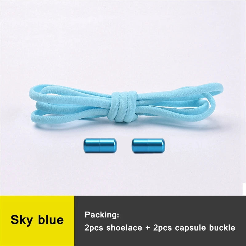 21 Colors No Tie Shoelaces For Sneakers Elastic Shoe Laces Round Metal Lock Lazy Shoelace 1 Second quick on and off unisex