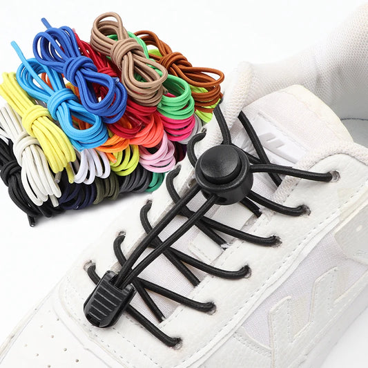men and women No Tie Shoe laces spring button up Elastic shoelaces Shoe accessories sneakers classics Solid color shoelace