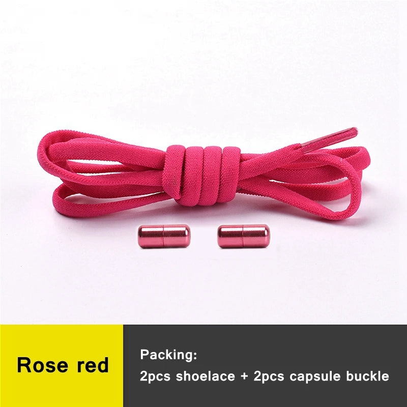 21 Colors No Tie Shoelaces For Sneakers Elastic Shoe Laces Round Metal Lock Lazy Shoelace 1 Second quick on and off unisex