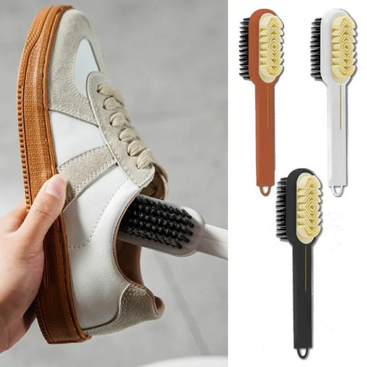 2 Sided Long Handle Suede Cleaning Brush Shoe Brush Sneakers Cleaner Shoes Stain Dust Boot Cleaner Stain Removal Rubber Brush