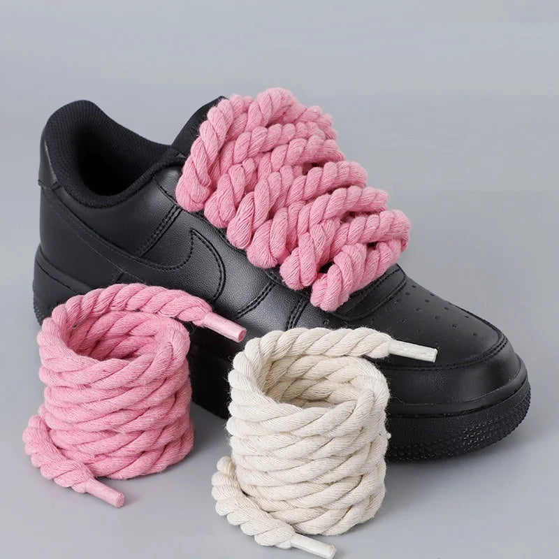 Thick Round Rope Shoelaces – Durable Replacement Laces for Trainers, Boots and Casual Shoes