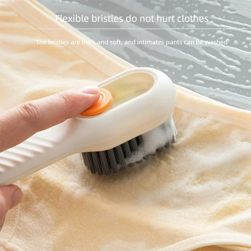1PCS Multi-Functional Shoe Brush And Cleaner with Liquid Dispenser Household Press Type Soft Fur for Washing And Cleaning Shoes