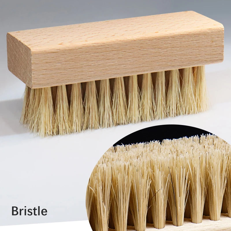 Pig Bristles Shoe Brush For Slippers Sneaker Brush Shoes Cleaning Brushes Boot Brush Cleaner Wood Handle Shoe Brush