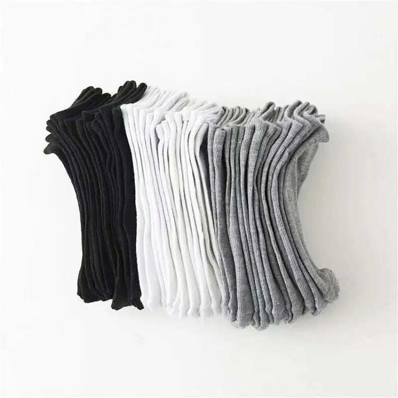 5/10/20 pairs of men's summer and autumn simple black and white solid color boat socks invisible socks men's ankle socks