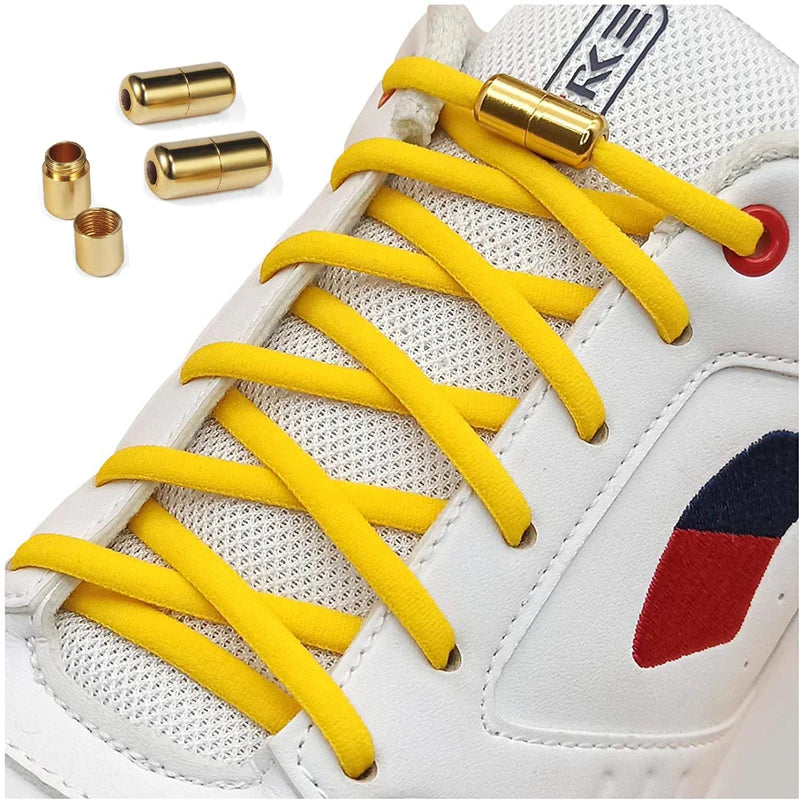 21 Colors No Tie Shoelaces For Sneakers Elastic Shoe Laces Round Metal Lock Lazy Shoelace 1 Second quick on and off unisex