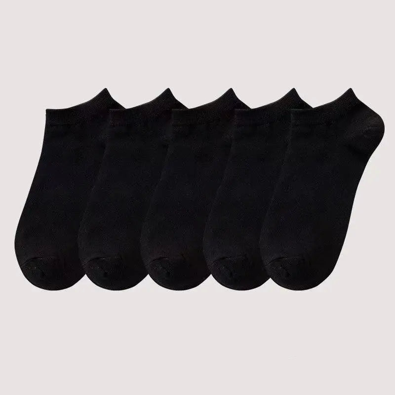 5/10/20 pairs of men's summer and autumn simple black and white solid color boat socks invisible socks men's ankle socks