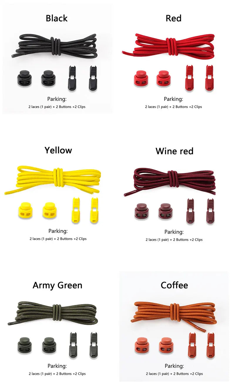 men and women No Tie Shoe laces spring button up Elastic shoelaces Shoe accessories sneakers classics Solid color shoelace