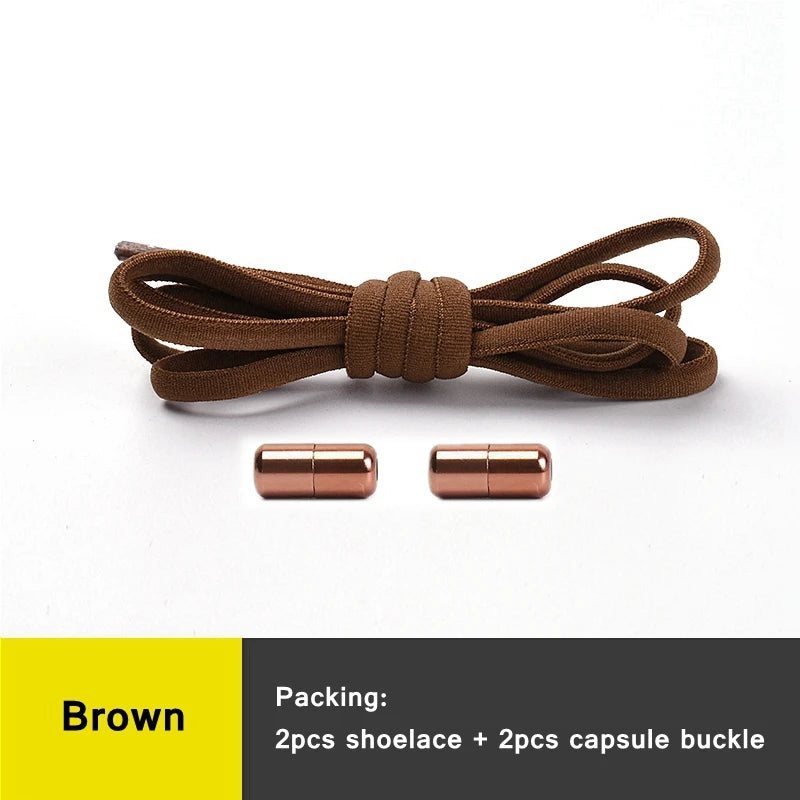 21 Colors No Tie Shoelaces For Sneakers Elastic Shoe Laces Round Metal Lock Lazy Shoelace 1 Second quick on and off unisex