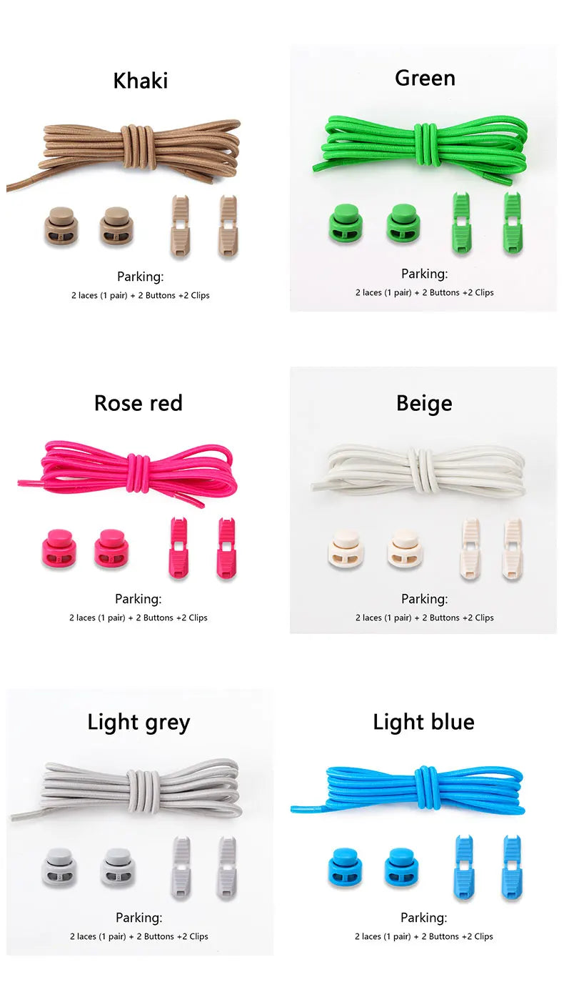 men and women No Tie Shoe laces spring button up Elastic shoelaces Shoe accessories sneakers classics Solid color shoelace