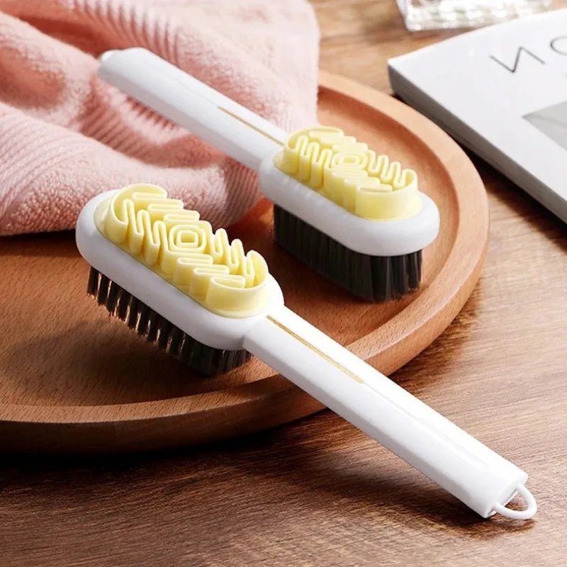 2 Sided Long Handle Suede Cleaning Brush Shoe Brush Sneakers Cleaner Shoes Stain Dust Boot Cleaner Stain Removal Rubber Brush