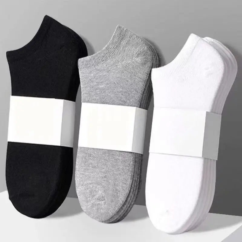 5/10/20 pairs of men's summer and autumn simple black and white solid color boat socks invisible socks men's ankle socks