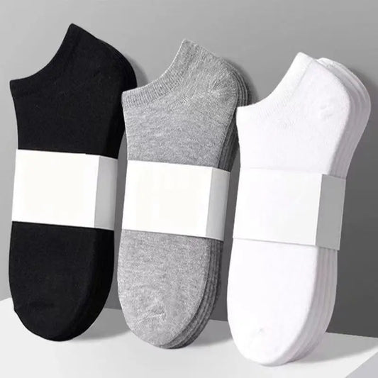 5/10/20 pairs of men's summer and autumn simple black and white solid color boat socks invisible socks men's ankle socks