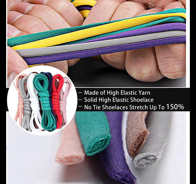 21 Colors No Tie Shoelaces For Sneakers Elastic Shoe Laces Round Metal Lock Lazy Shoelace 1 Second quick on and off unisex