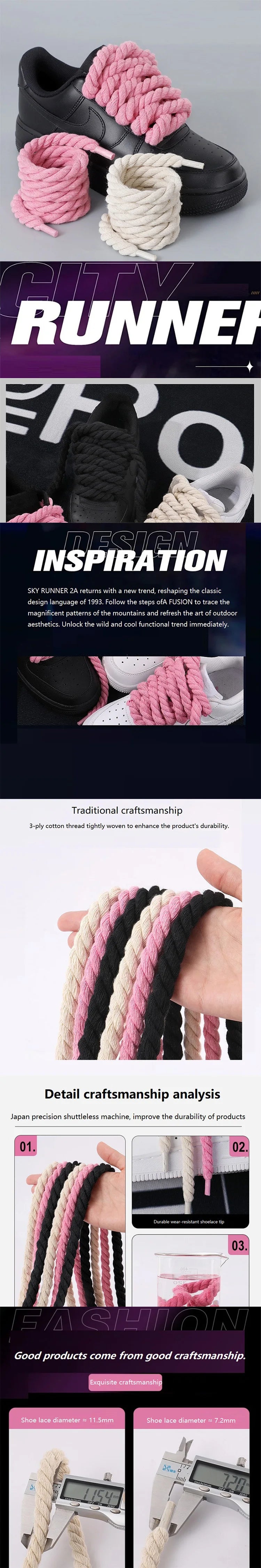 New Shoe Laces Thick Laces for Shoes Round Rope Wide Laces Sneakers Shoestrings XDr04