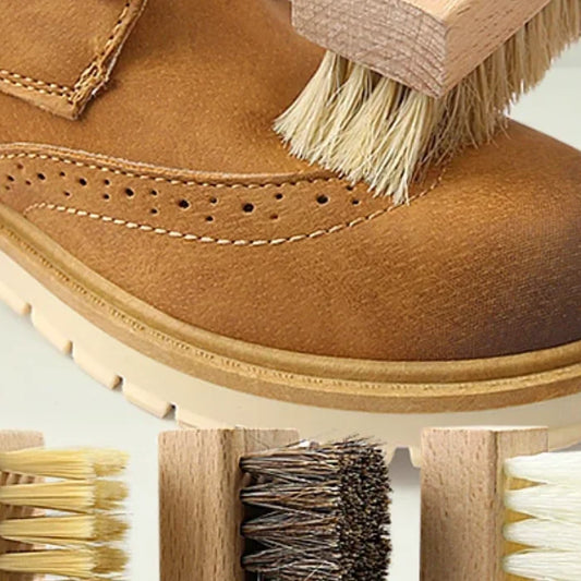 Pig Bristles Shoe Brush For Slippers Sneaker Brush Shoes Cleaning Brushes Boot Brush Cleaner Wood Handle Shoe Brush