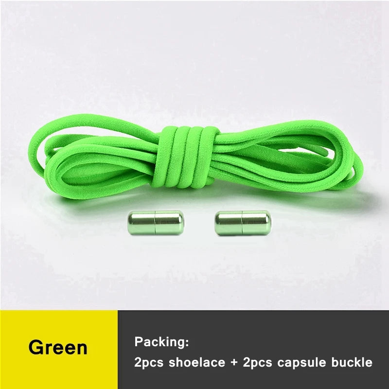 21 Colors No Tie Shoelaces For Sneakers Elastic Shoe Laces Round Metal Lock Lazy Shoelace 1 Second quick on and off unisex