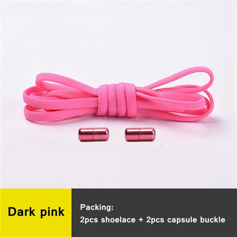21 Colors No Tie Shoelaces For Sneakers Elastic Shoe Laces Round Metal Lock Lazy Shoelace 1 Second quick on and off unisex