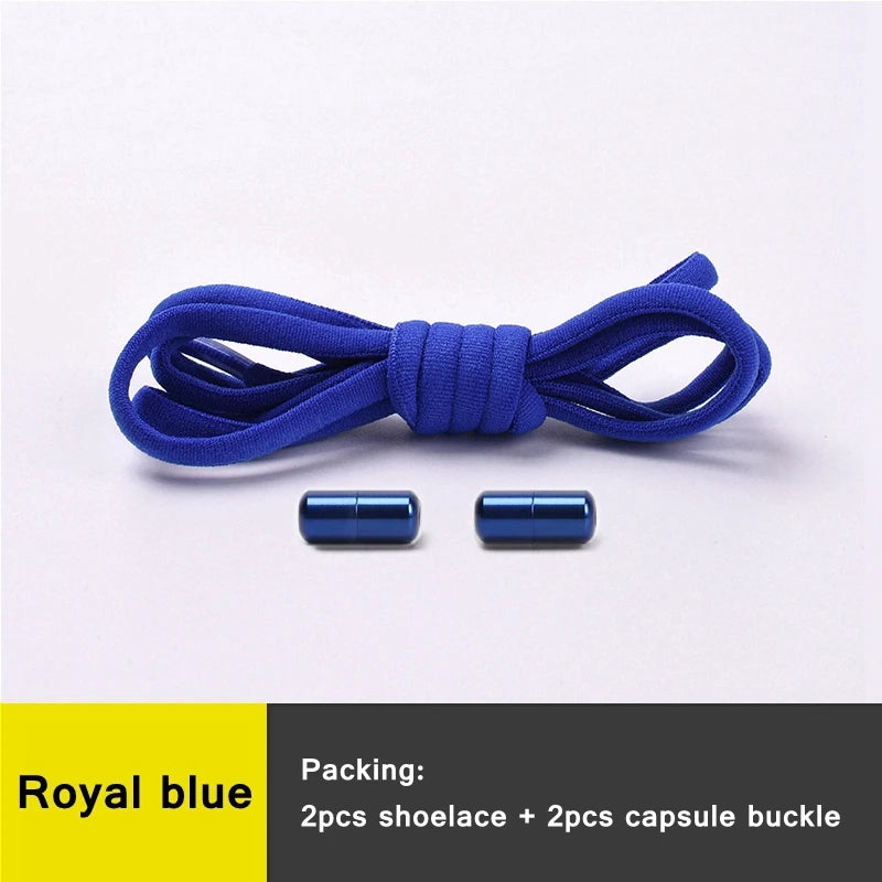 21 Colors No Tie Shoelaces For Sneakers Elastic Shoe Laces Round Metal Lock Lazy Shoelace 1 Second quick on and off unisex