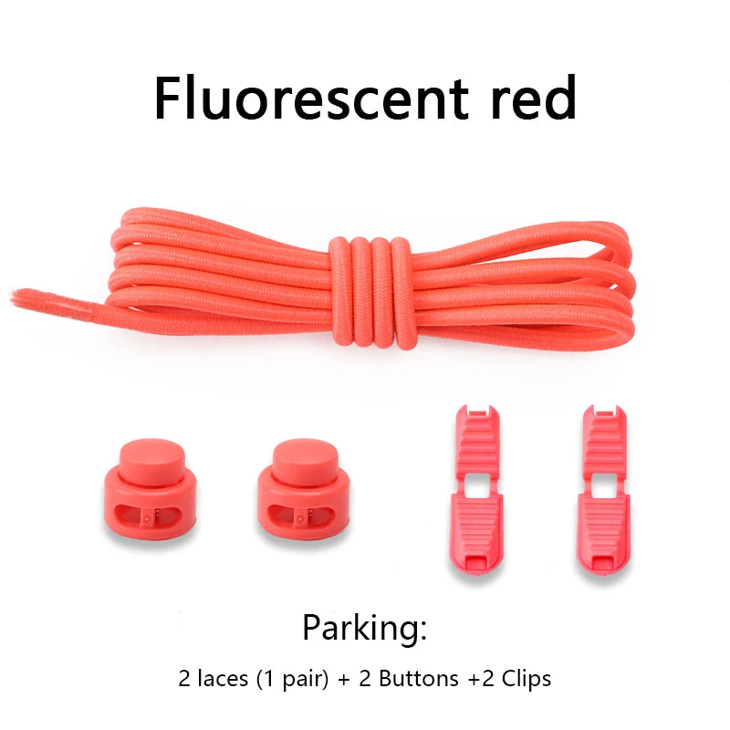 men and women No Tie Shoe laces spring button up Elastic shoelaces Shoe accessories sneakers classics Solid color shoelace