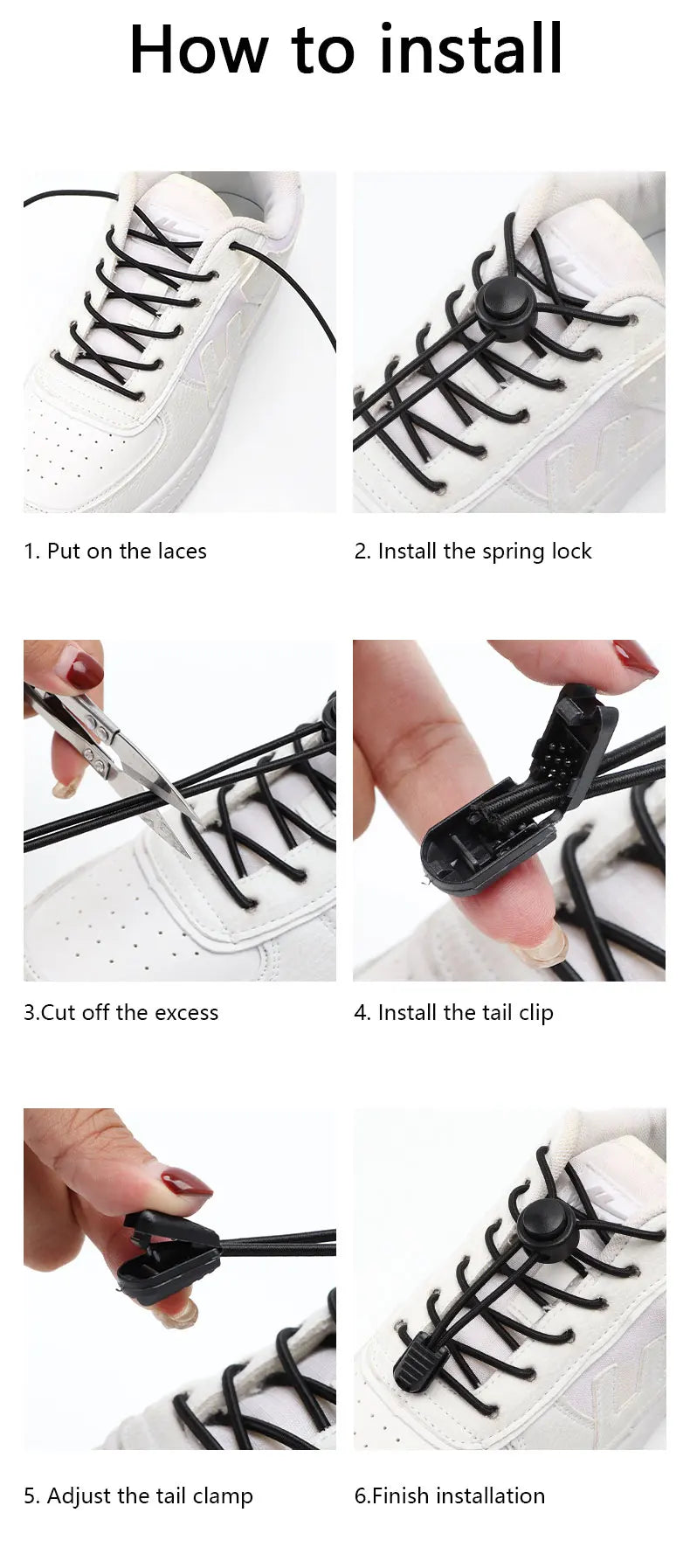 men and women No Tie Shoe laces spring button up Elastic shoelaces Shoe accessories sneakers classics Solid color shoelace