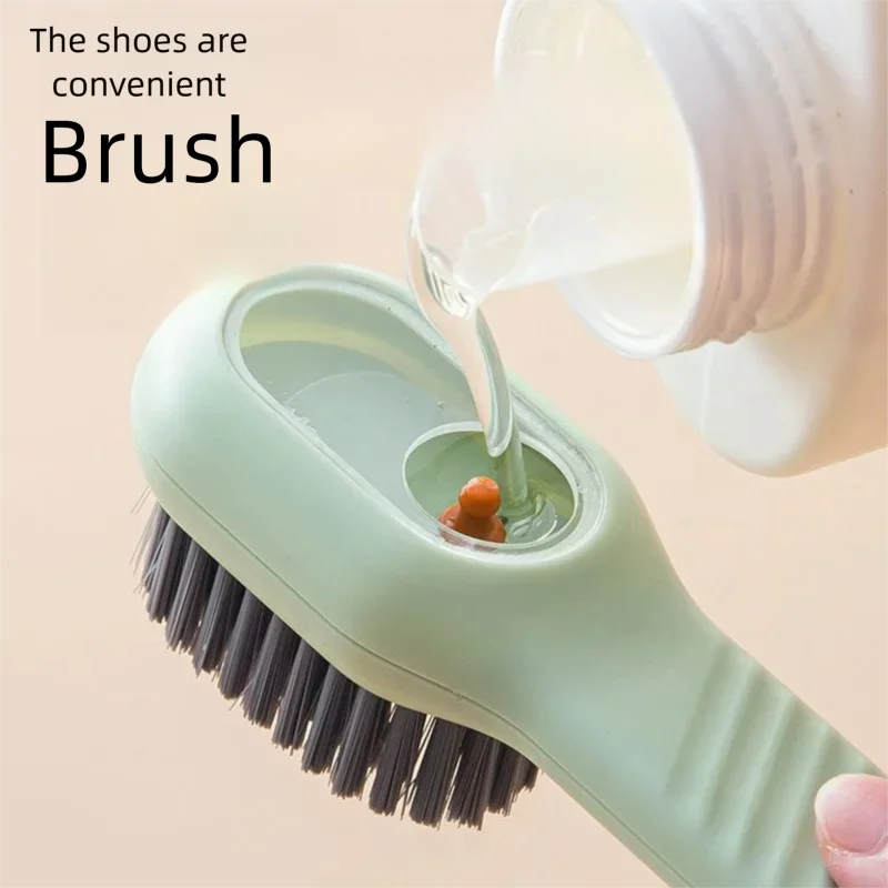 1PCS Multi-Functional Shoe Brush And Cleaner with Liquid Dispenser Household Press Type Soft Fur for Washing And Cleaning Shoes