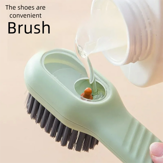 1PCS Multi-Functional Shoe Brush And Cleaner with Liquid Dispenser Household Press Type Soft Fur for Washing And Cleaning Shoes