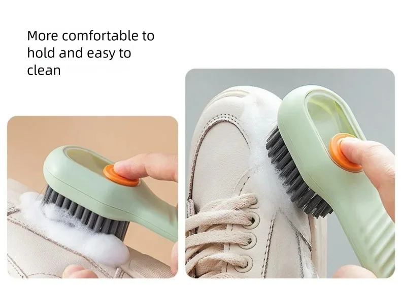 1PCS Multi-Functional Shoe Brush And Cleaner with Liquid Dispenser Household Press Type Soft Fur for Washing And Cleaning Shoes