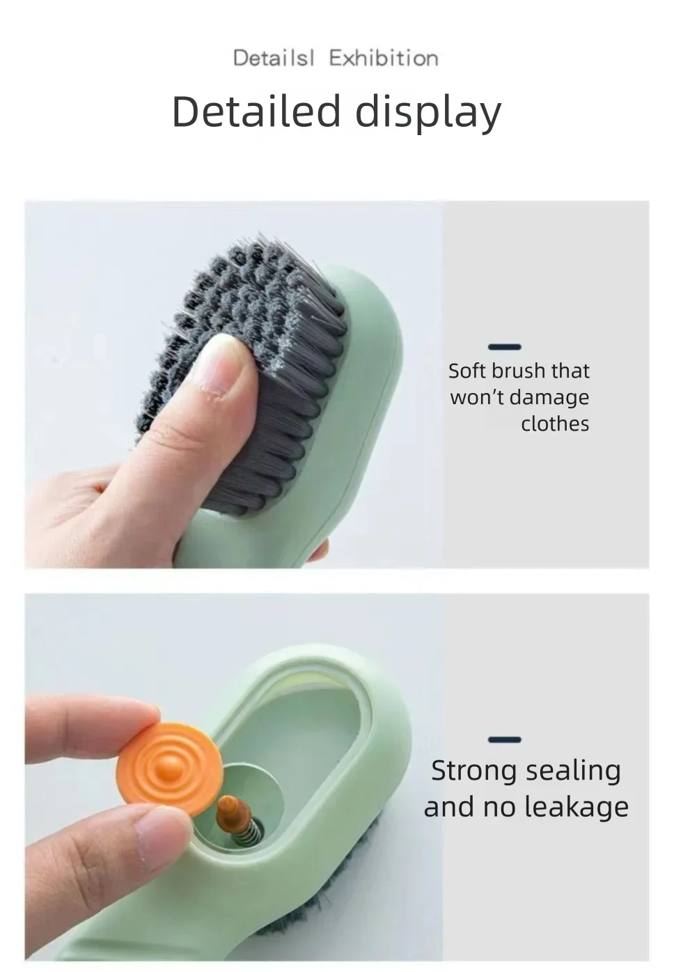 1PCS Multi-Functional Shoe Brush And Cleaner with Liquid Dispenser Household Press Type Soft Fur for Washing And Cleaning Shoes