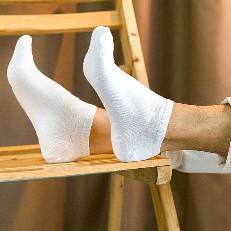 5/10/20 pairs of men's summer and autumn simple black and white solid color boat socks invisible socks men's ankle socks