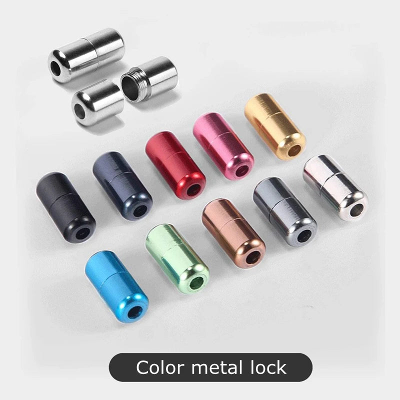 21 Colors No Tie Shoelaces For Sneakers Elastic Shoe Laces Round Metal Lock Lazy Shoelace 1 Second quick on and off unisex
