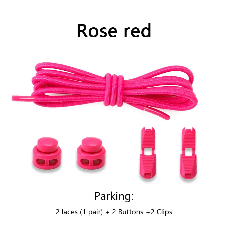 men and women No Tie Shoe laces spring button up Elastic shoelaces Shoe accessories sneakers classics Solid color shoelace