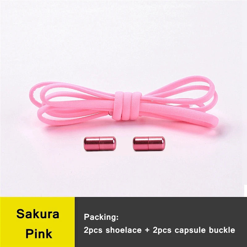 21 Colors No Tie Shoelaces For Sneakers Elastic Shoe Laces Round Metal Lock Lazy Shoelace 1 Second quick on and off unisex