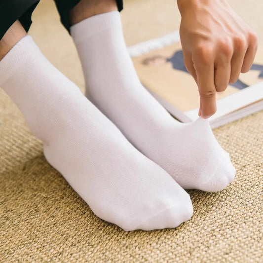 10 Pairs New Arrivals Men's Cotton Socks New Styles Black Business Men Socks Soft Breathable Autumn Spring for Male White