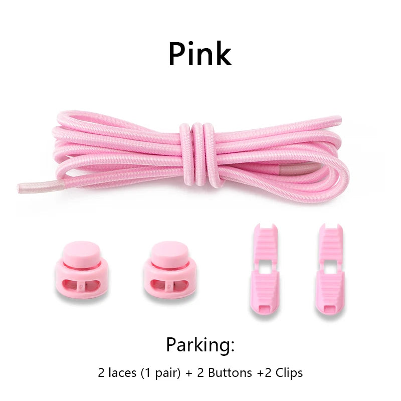 men and women No Tie Shoe laces spring button up Elastic shoelaces Shoe accessories sneakers classics Solid color shoelace