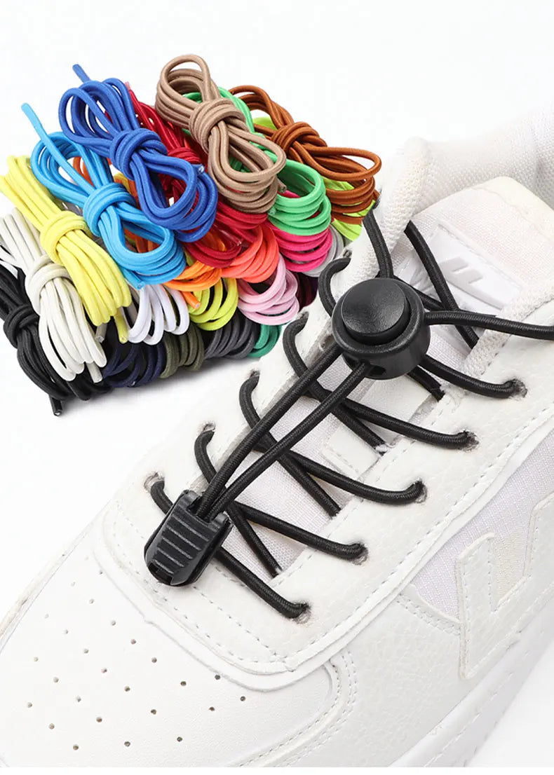 men and women No Tie Shoe laces spring button up Elastic shoelaces Shoe accessories sneakers classics Solid color shoelace