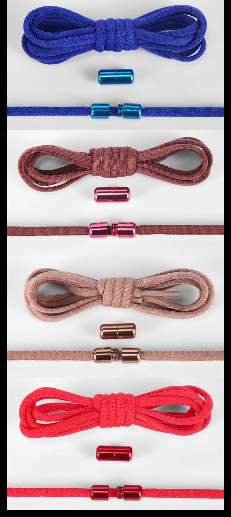 21 Colors No Tie Shoelaces For Sneakers Elastic Shoe Laces Round Metal Lock Lazy Shoelace 1 Second quick on and off unisex