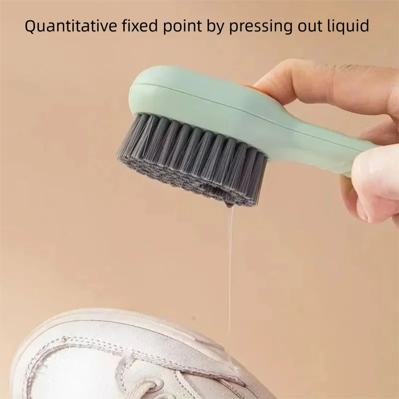 1PCS Multi-Functional Shoe Brush And Cleaner with Liquid Dispenser Household Press Type Soft Fur for Washing And Cleaning Shoes