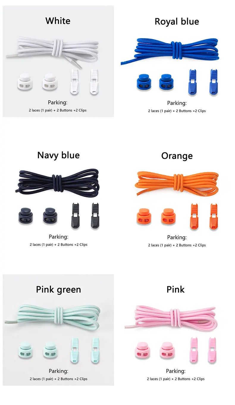 men and women No Tie Shoe laces spring button up Elastic shoelaces Shoe accessories sneakers classics Solid color shoelace