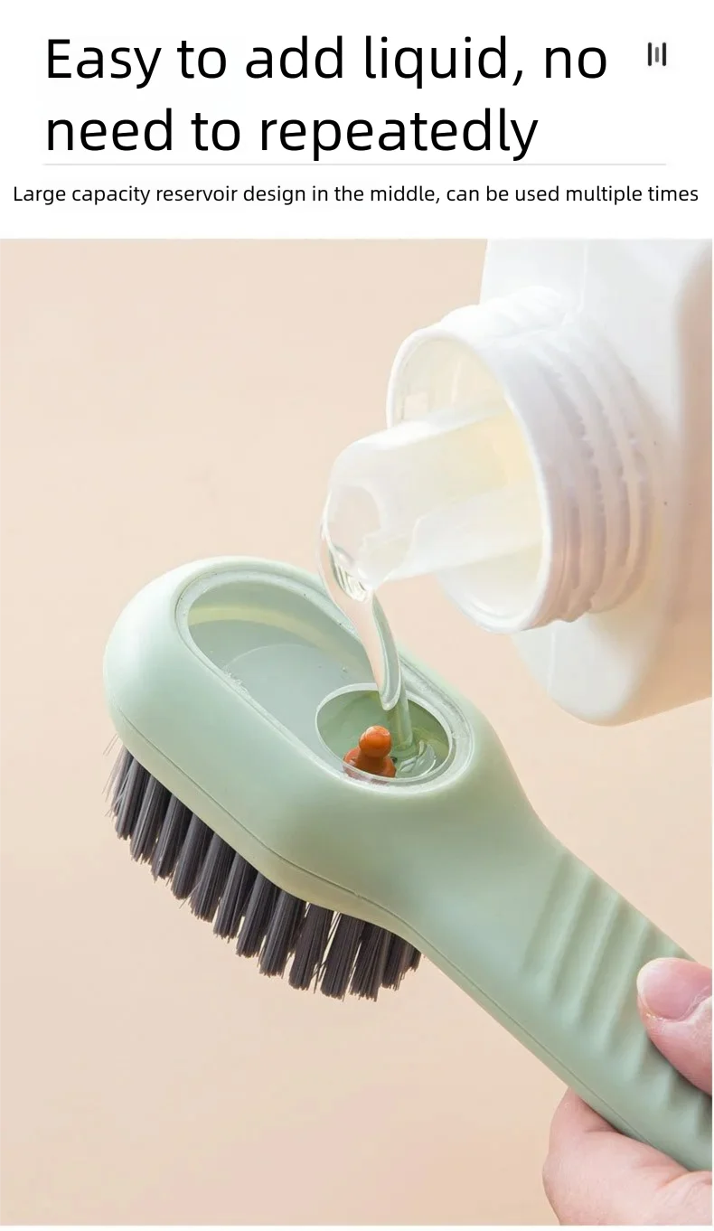 1PCS Multi-Functional Shoe Brush And Cleaner with Liquid Dispenser Household Press Type Soft Fur for Washing And Cleaning Shoes