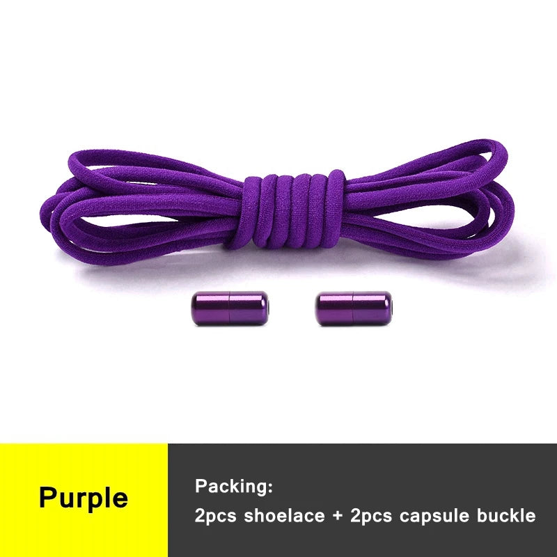 21 Colors No Tie Shoelaces For Sneakers Elastic Shoe Laces Round Metal Lock Lazy Shoelace 1 Second quick on and off unisex