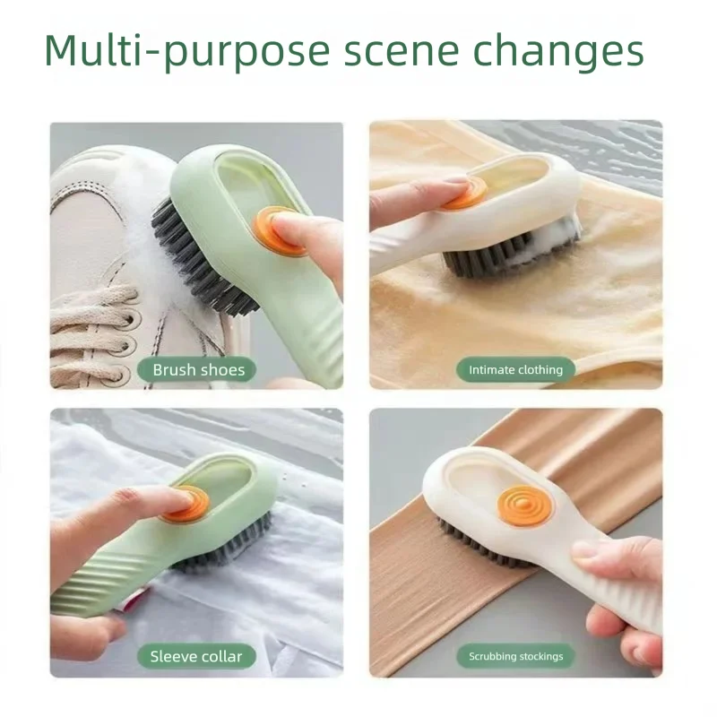 1PCS Multi-Functional Shoe Brush And Cleaner with Liquid Dispenser Household Press Type Soft Fur for Washing And Cleaning Shoes