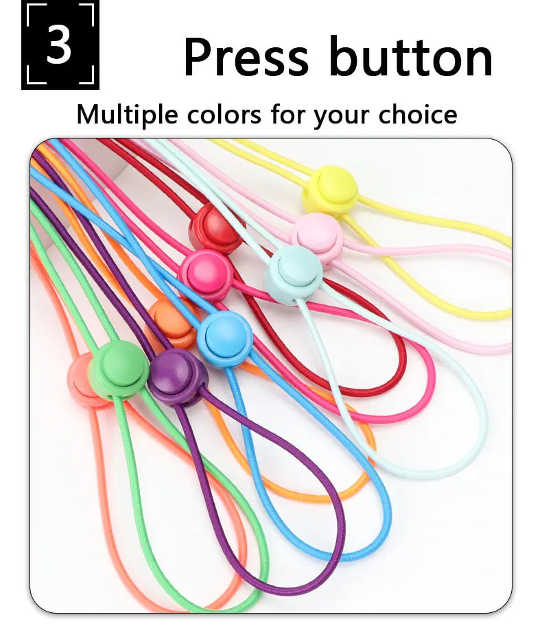 men and women No Tie Shoe laces spring button up Elastic shoelaces Shoe accessories sneakers classics Solid color shoelace