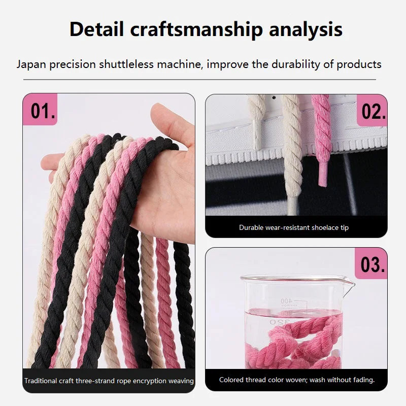 New Shoe Laces Thick Laces for Shoes Round Rope Wide Laces Sneakers Shoestrings XDr04