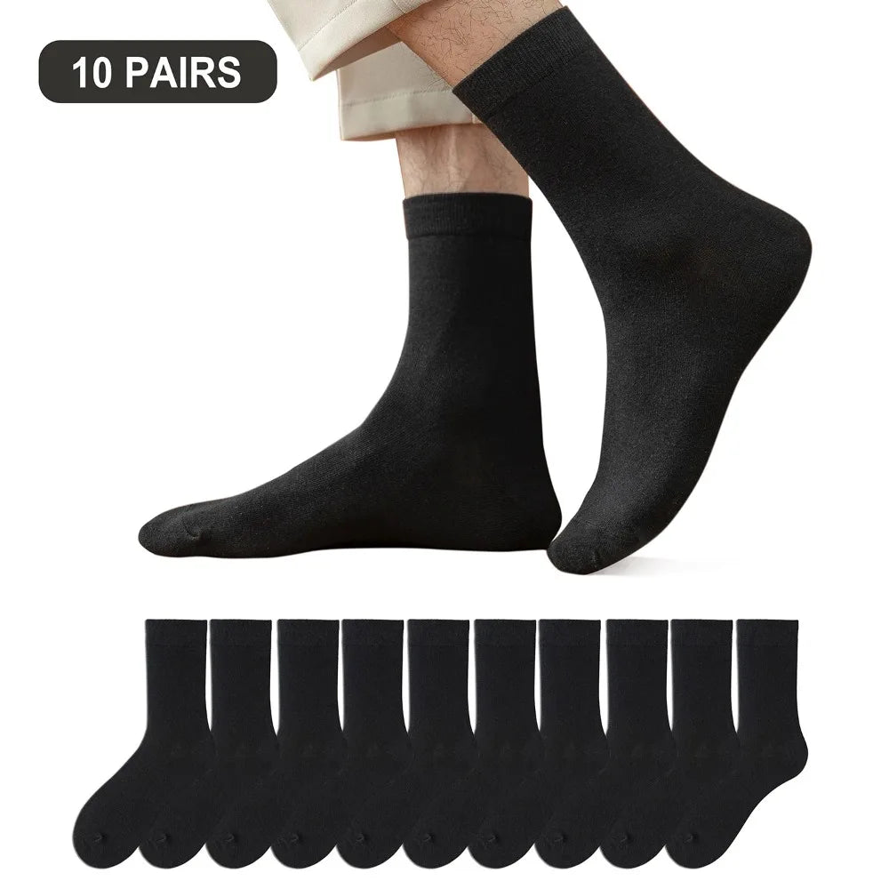10 Pairs New Arrivals Men's Cotton Socks New Styles Black Business Men Socks Soft Breathable Autumn Spring for Male White