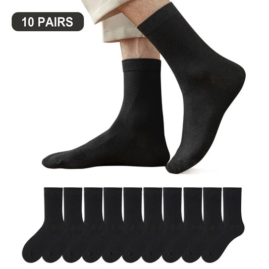 10 Pairs New Arrivals Men's Cotton Socks New Styles Black Business Men Socks Soft Breathable Autumn Spring for Male White